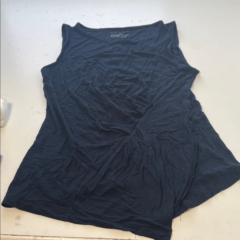 Ellie Tahari Small Black Sleeveless Asymetrical High Neck Tank Top